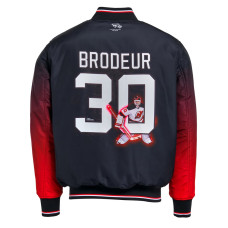 Джерси New Devils Martin Brodeur FE Black Reversible Full-Zip Bomber Jacket Джерси New Devils Martin Brodeur FE Black Reversible Full-Zip Bomber Jacket
