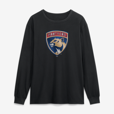 Футболка с длинным рукавом Florida Panthers Black Metallic Mascot