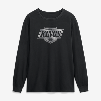 Футболка с длинным рукавом Los Angeles Kings Black Metallic Mascot