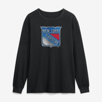 Футболка с длинным рукавом New York Rangers Black Metallic Mascot