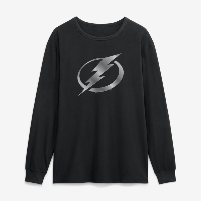 Футболка с длинным рукавом Tampa Bay Lightning Black Metallic Mascot