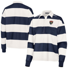 Женская поло Florida Panthers Antigua Navy/White Banner Rugby Long Sleeve