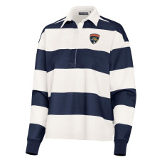 Женская поло Florida Panthers Antigua Navy/White Banner Rugby Long Sleeve