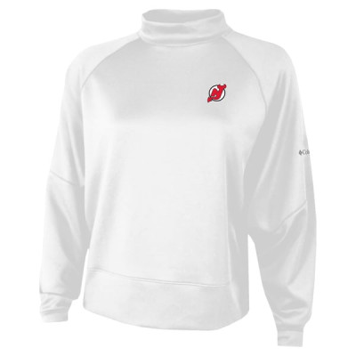 Женская свитшот New Jersey Devils Columbia White Par Performance Mock Neck Raglan Dolman