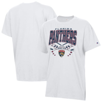 Женская футболка Florida Panthers Champion White Crossing Sticks Oversized