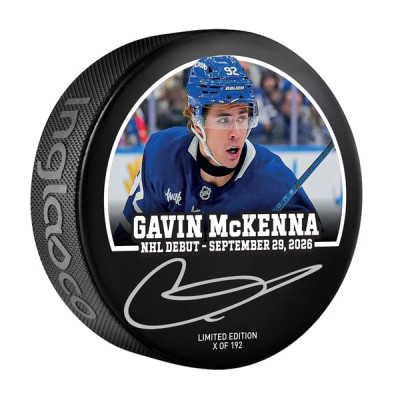 Шайба Gavin McKenna Toronto Maple Leafs Autographed Fanatics Authentic NHL Debut - Limited Edition of 192