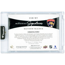 Карточка Matthew Tkachuk Florida Panthers Autographed 2023-24 Upper Deck Exquisite Collection Quad-Color Game Used Relic #ESM-MT #4/5