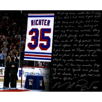 Mike Richter New York Rangers Fanatics Authentic Autographed 16 x 20 Retirement Photograph with In Their Own Words Inscription