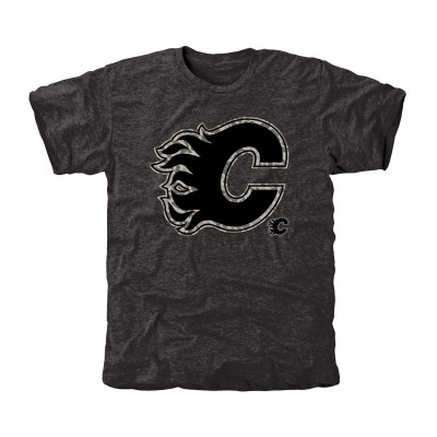 Calgary Flames Black Rink Warrior Tri-Blend T-Shirt
