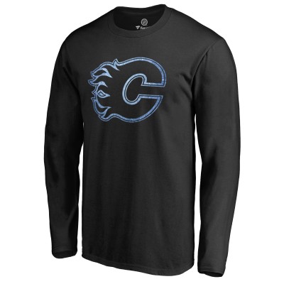 Calgary Flames Black Pond Hockey Long Sleeve T-Shirt