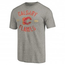 Calgary Flames Ash Heritage Tri-Blend T-Shirt