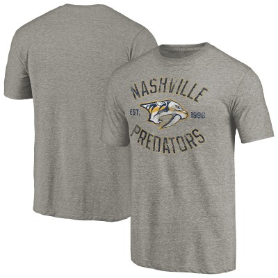 Nashville Predators Ash Heritage Tri-Blend T-Shirt