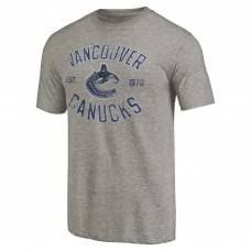 Vancouver Canucks Ash Heritage Tri-Blend T-Shirt