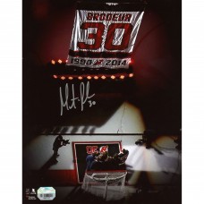 Autographed New Jersey Devils Martin Brodeur Fanatics Authentic 8 x 10 Jersey Retirement Night Banner Raising Photograph