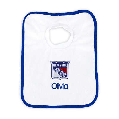 New York Rangers Newborn & Infant Personalized Bib - White