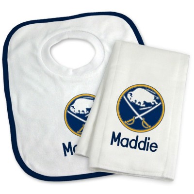 Buffalo Sabres Newborn & Infant Personalized Bib & Burp Cloth Set - White