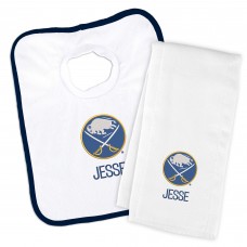 Buffalo Sabres Newborn & Infant Personalized Bib & Burp Cloth Set - White