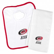 Carolina Hurricanes Newborn & Infant Personalized Bib & Burp Cloth Set - White Carolina Hurricanes Newborn & Infant Personalized Bib & Burp Cloth Set - White