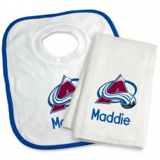Colorado Avalanche Newborn & Infant Personalized Bib & Burp Cloth Set - White