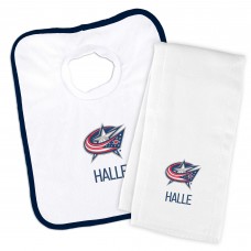 Columbus Blue Jackets Newborn & Infant Personalized Bib & Burp Cloth Set - White