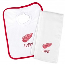 Detroit Red Wings Newborn & Infant Personalized Bib & Burp Cloth Set - White Detroit Red Wings Newborn & Infant Personalized Bib & Burp Cloth Set - White