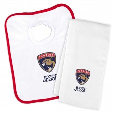 Florida Panthers Newborn & Infant Personalized Bib & Burp Cloth Set - White