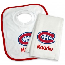 Montreal Canadiens Newborn & Infant Personalized Bib & Burp Cloth Set - White