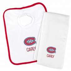 Montreal Canadiens Newborn & Infant Personalized Bib & Burp Cloth Set - White
