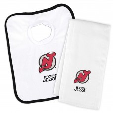 New Jersey Devils Newborn & Infant Personalized Bib & Burp Cloth Set - White New Jersey Devils Newborn & Infant Personalized Bib & Burp Cloth Set - White