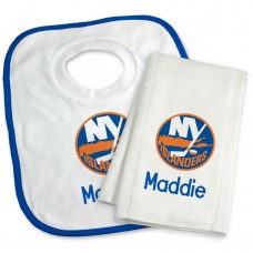 New York Islanders Newborn & Infant Personalized Bib & Burp Cloth Set - White