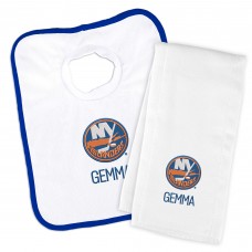 New York Islanders Newborn & Infant Personalized Bib & Burp Cloth Set - White New York Islanders Newborn & Infant Personalized Bib & Burp Cloth Set - White