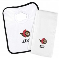 Ottawa Senators Newborn & Infant Personalized Bib & Burp Cloth Set - White