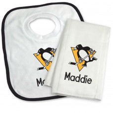Pittsburgh Penguins Newborn & Infant Personalized Bib & Burp Cloth Set - White