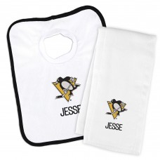 Pittsburgh Penguins Newborn & Infant Personalized Bib & Burp Cloth Set - White