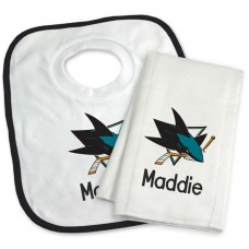 San Jose Sharks Newborn & Infant Personalized Bib & Burp Cloth Set - White