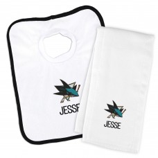 San Jose Sharks Newborn & Infant Personalized Bib & Burp Cloth Set - White