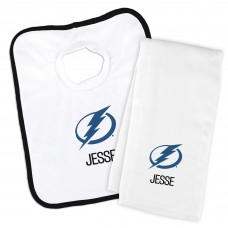 Tampa Bay Lightning Newborn & Infant Personalized Bib & Burp Cloth Set - White Tampa Bay Lightning Newborn & Infant Personalized Bib & Burp Cloth Set - White