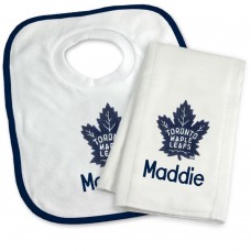 Toronto Maple Leafs Newborn & Infant Personalized Bib & Burp Cloth Set - White