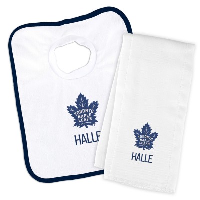 Toronto Maple Leafs Newborn & Infant Personalized Bib & Burp Cloth Set - White