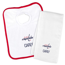 Детская Именная Washington Capitals White Bib & Burp Cloth Set Детская Именная Washington Capitals White Bib & Burp Cloth Set