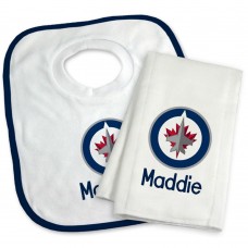 Winnipeg Jets Newborn & Infant Personalized Bib & Burp Cloth Set - White