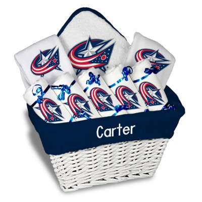 Columbus Blue Jackets Newborn & Infant Personalized Large Gift Basket - White