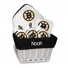 Boston Bruins Newborn & Infant Personalized Medium Gift Basket - White