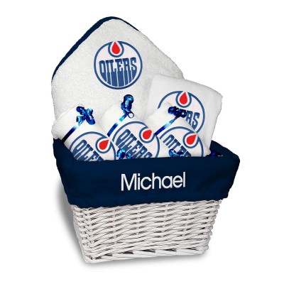 Newborn & Малышам Edmonton Oilers White Personalized Medium Gift Basket
