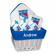 New York Rangers Newborn & Infant Personalized Medium Gift Basket - White
