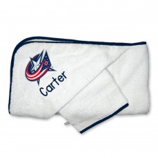 Columbus Blue Jackets Infant Personalized Hooded Towel & Mitt Set - White