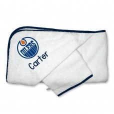 Edmonton Oilers Infant Personalized Hooded Towel & Mitt Set - White