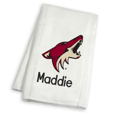Arizona Coyotes Infant Personalized Burp Cloth - White