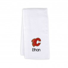 Calgary Flames Infant Personalized Burp Cloth - White
