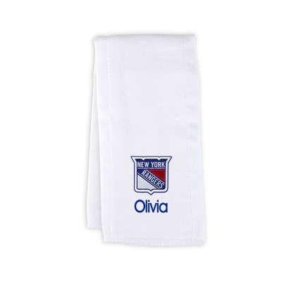 New York Rangers Infant Personalized Burp Cloth - White